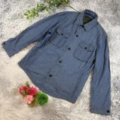 ✨Henry Cotton's ✨サイズXL ブルー系デニム・シャンブレーシャツのサムネイル
