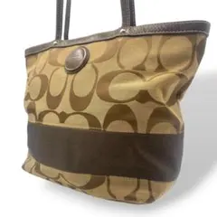 極美品 COACH コーチ トートバッグ シグネチャー キャンバス 肩掛け 茶