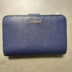 FURLA フルラ 折財布 ブルー レザー シンプル レディース