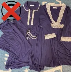 ワコールマタニティパジャマ　ネイビー　長袖