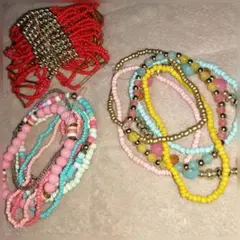 カラフルビーズブレスレットセット