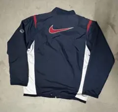 Nike baseball ナイロンジャケット　バックプリント　ネイビー×レッド
