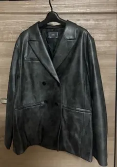 HARE グレー レザージャケット ダブルブレスト