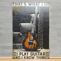 I PLAY GUITAR レトロ風 ブリキ看板 OK2569