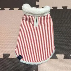 赤と白ストライプ フリース犬服