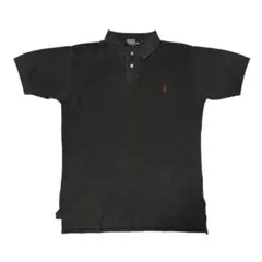 90s Ralph Lauren ポロシャツ USA製 鹿の子 ブラック S