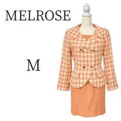 ★美品 MELROSE メルローズ オレンジ アイボリー 柄物 スーツ M