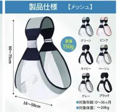 メッシュスリング 新生児　抱っこ紐　横抱き