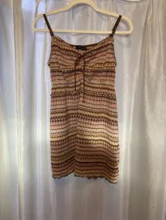 キャミワンピース ピンク系ストライプ