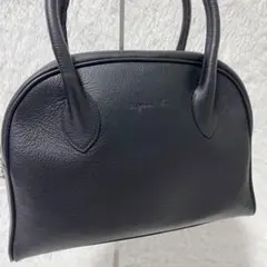 美品 アニエスベー ハーフムーン ミニボストン ハンドバッグ レザー ブラック