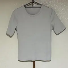 美品 GU ジーユー トップス 半袖 無地 ニット カットソー M ベージュ