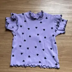 ハート柄フリルTシャツ 110サイズ 紫