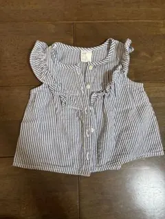 H&M フリル付きストライプシャツ 68