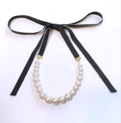 【再販】コットンパールリボンネックレス