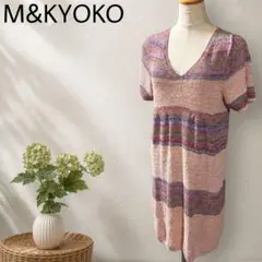 M.&KYOKO エム＆キョウコ 異素材切替ワンピース サガラ刺繍 花柄