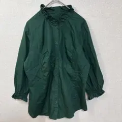 a.v.v DENIM フリルネック 長袖ブラウス グリーン系　【42】のサムネイル