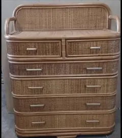 藤ラタンチェスト　収納棚　古家具　ヴィンテージ