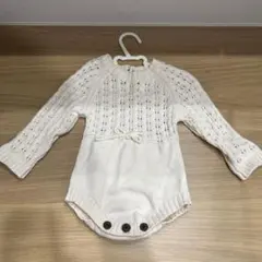 ホワイト レース編みロンパース　韓国子供服　60