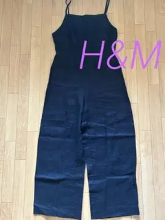 H&M リネン100% キャミソールサロペット 36 S ブラックのサムネイル