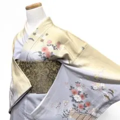 訪問着 身丈161 作家もの 菊花 桔梗 グリーン 着物 051b p - メルカリ
