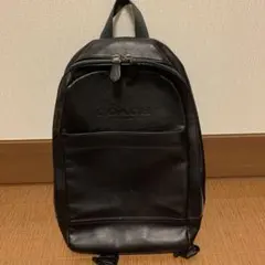 COACH ブラックレザー リュック　エンボスロゴ　美品　ビジネス　タグ付き