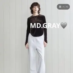 H beauty&youth ベロアトップス MD.GRAY