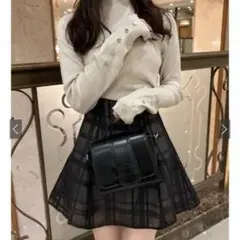 GRL インパン裏地付きチェック柄フレアミニスカート tu1028 ブラック L