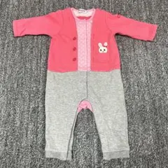 【美品】ミキハウス 重ね着風ロンパース 切り替えデザイン 70