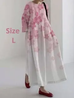 桜 ピンク 和モダンワンピース 春 お花見 ゆったり 体型カバー 写真映え 人気