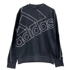 アディダス　メンズトレーナー　スウェット　S　黒　薄手　ロングシーズン【2039