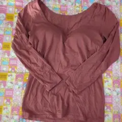 ブラウン コットン グンゼ Vネック Tシャツ Мサイズ