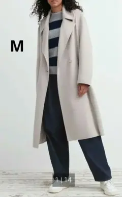 ユニクロ　コントワーデコトニエ　ダブルフェイスラップコート　ベージュ　Mサイズ