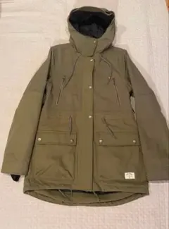 オリーブ色フード付きロングジャケット