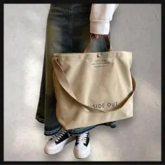 ◆新品•未使用◆ トートバッグ　レタープリント　キャンバストートバッグ　大容量