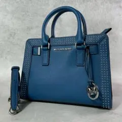 極美品✨マイケルコース 2way ハンド ショルダーバッグ レザー スタッズ 青