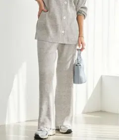 【plage 】jazz linen ribパンツ　グレーA38