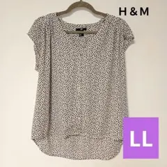 美品　Ｈ＆Ｍ ドット風柄 カットソー ホワイトブラック