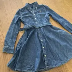 ラルフローレン　デニムシャツワンピース　140 10Y ホース刺繍　ベルト