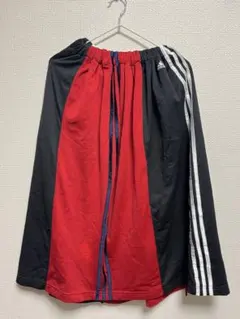 adidas ジャージ リメイク ロングスカート 赤黒