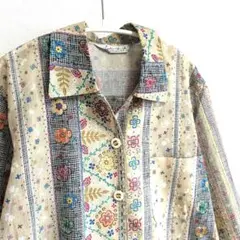 ビンテージ　レトロ　花　シャツ　ブラウス