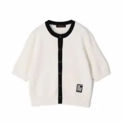 【新品タグ付】CABaN コットンカシミヤ バイカラーハーフスリーブカーディガン