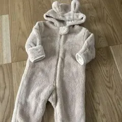 ウサギ耳付きロンパース 80cm ベージュ