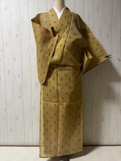 美品！麻＊琉球柄＊つばめ＊ベージュ＊防水加工済み＊夏物＊着物