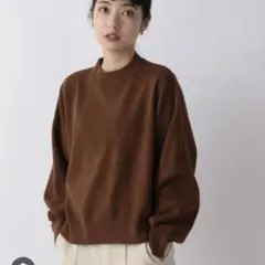 LOWRYS FARM モチモチプルオーバー ブラウンニットカットソー