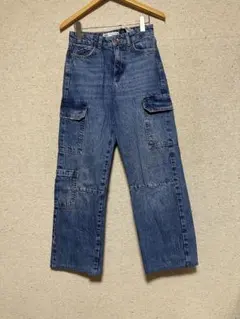 ■ZARA レディース デニムパンツ サイズ32 カーゴデザインジーンズ