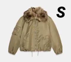 ZARA フェイクファー襟 ボンバージャケット ZW COLLECTION S