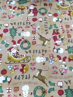 (レトロ可愛い) ヴィンテージ風クリスマス柄プリント生地