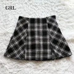 グレイル インパン裏地付きツイードチェックミニスカート ウール 綿混 総柄 上品