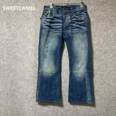 ✨SWEETCAMEL ダメージ加工ダークブルーデニムパンツのサムネイル