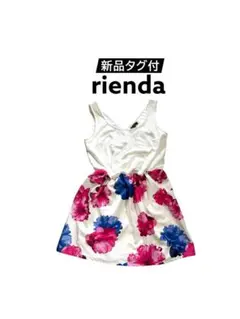 【新品タグ付】rienda 花柄ノースリーブミニワンピース S